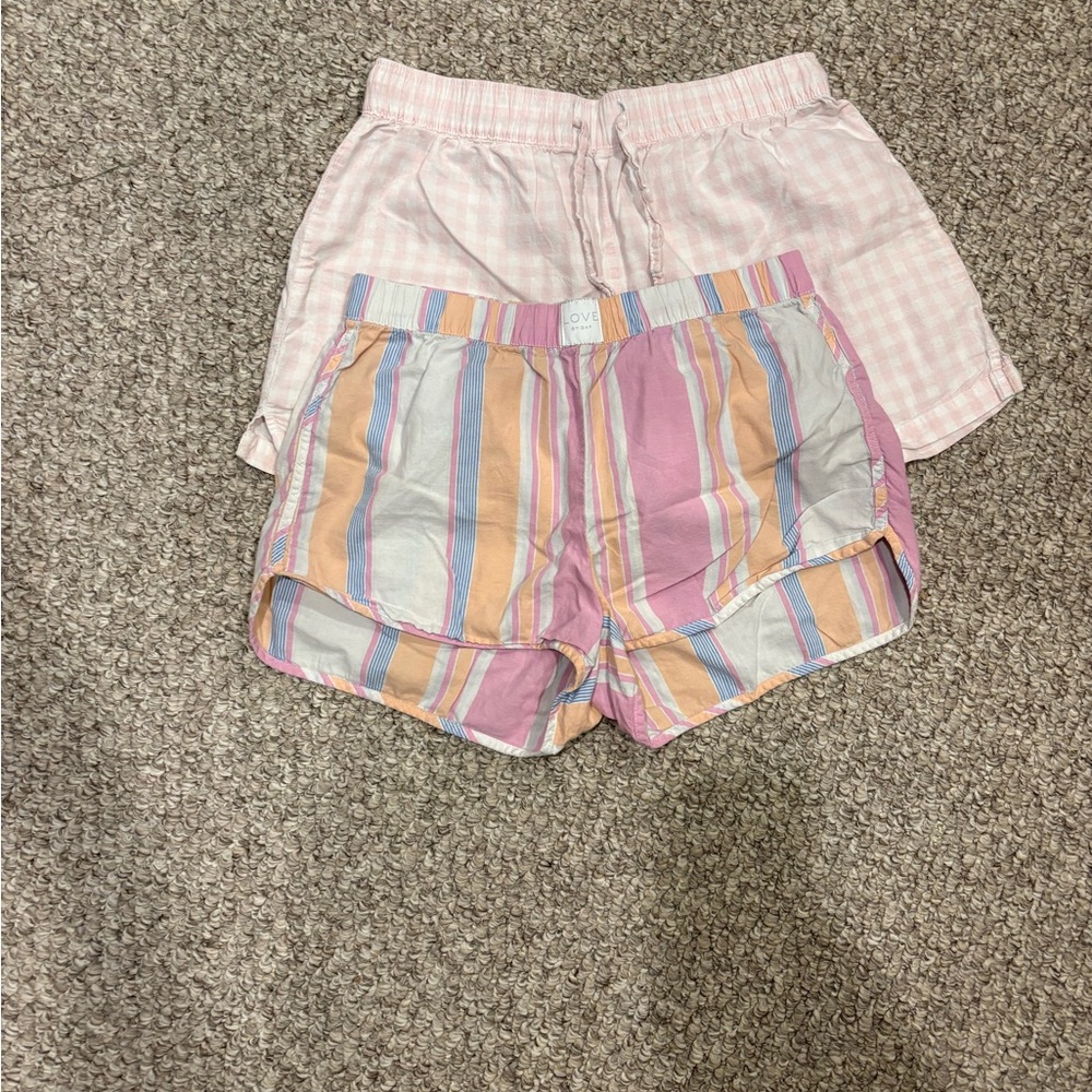 GAP Pink and Striped Women's Pajama Shorts Set